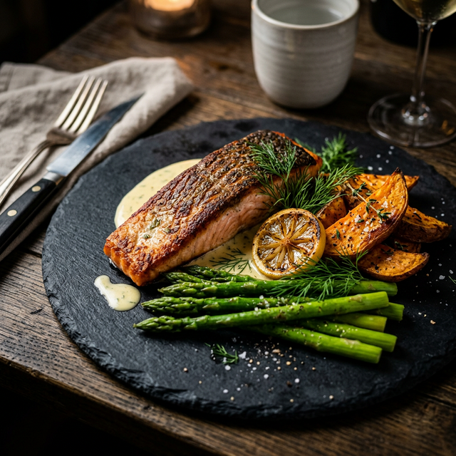 Baked Salmon with Sweet Potato