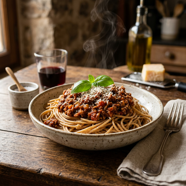Ground Turkey Bolognese with Whole Grain Pasta